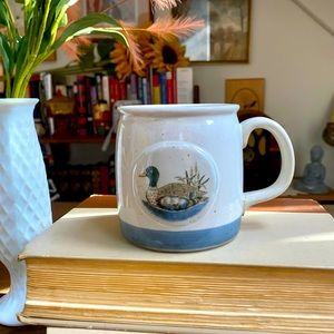 Vintage Otagiri Duck Coffee Mug, Speckled Otagiri Cottagecore Stoneware Duck Mug